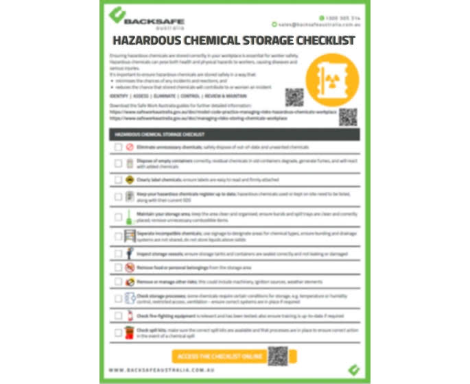 Hazardous Chemical Storage Checklist