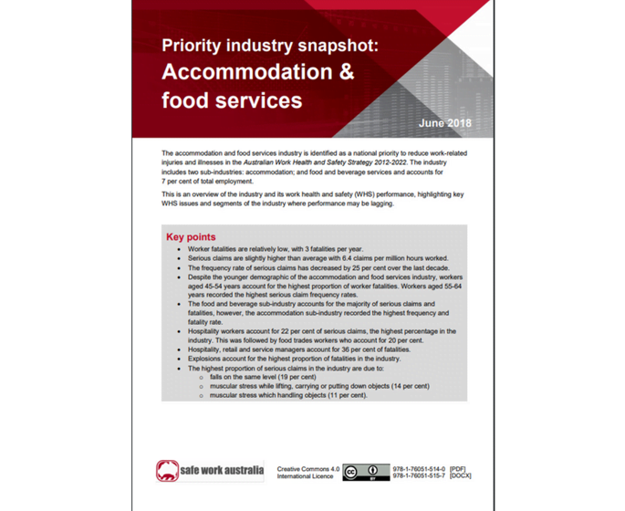 Priority Industry Snapshot 2018 - Accommodation & Food Services